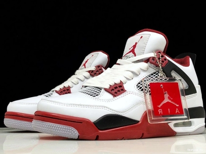 308497-160 Black White Air Jordan 4 Fire Red Men 0723